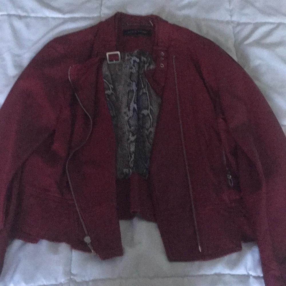 Red vegan leather jacket